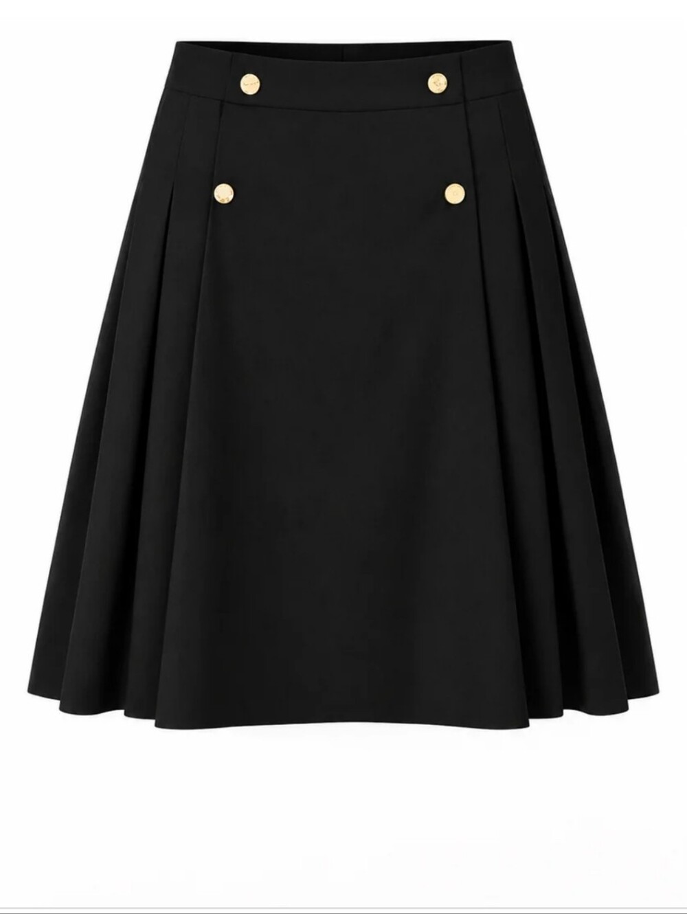 Black Circle Skirt with Decorative Gold Buttons